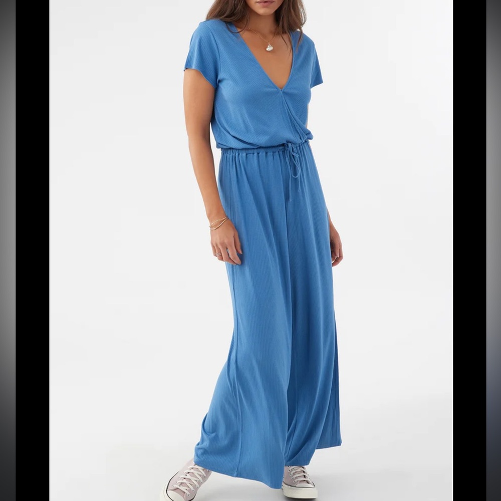 O’Neill Women’s Blue Short Sleeve Robbie Knit Jumpsuit Size XL